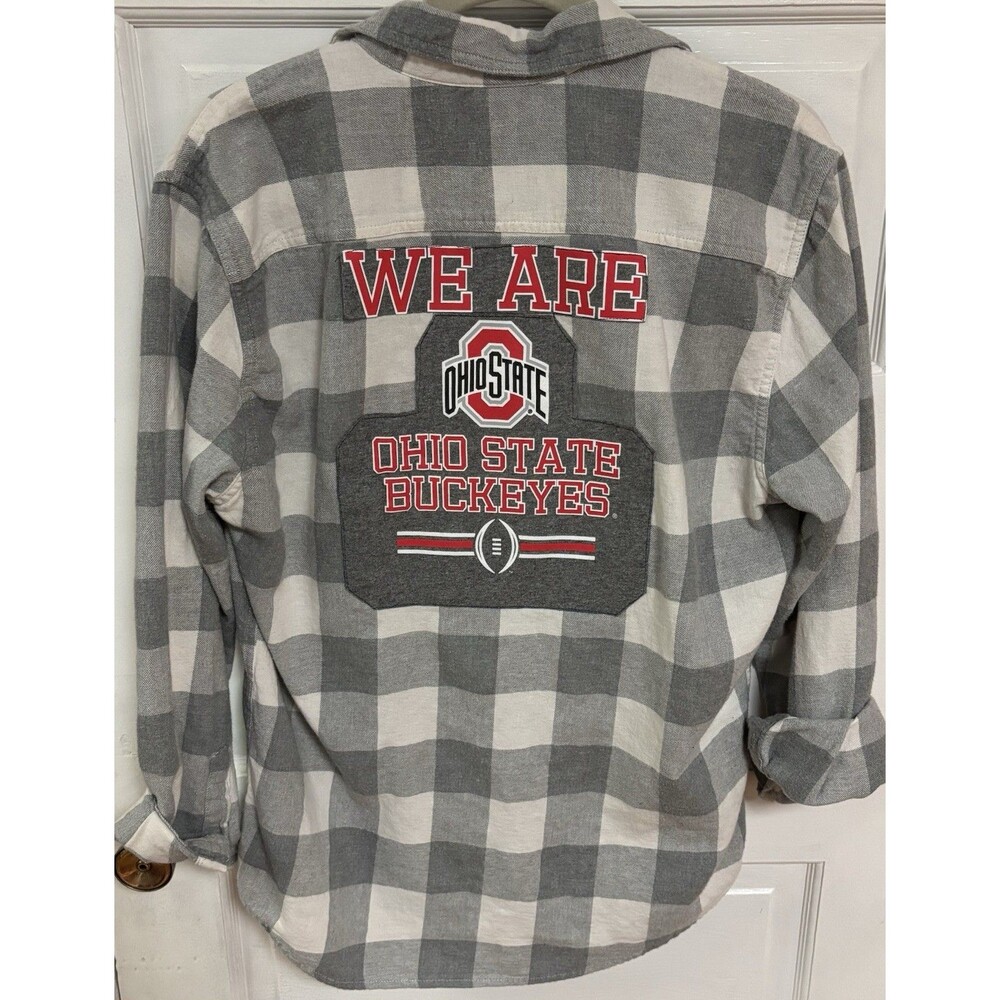 Ohio State Buckeyes OSU Upcycled Flannel Shirt Shacket Medium SOFT Football